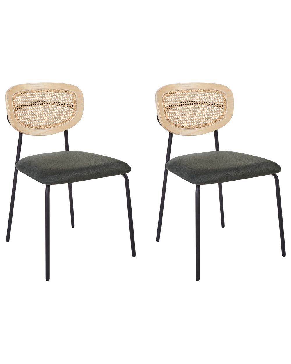 Conjunto de 2 sillas de comedor MAYETTA Ratán Verde oscuro