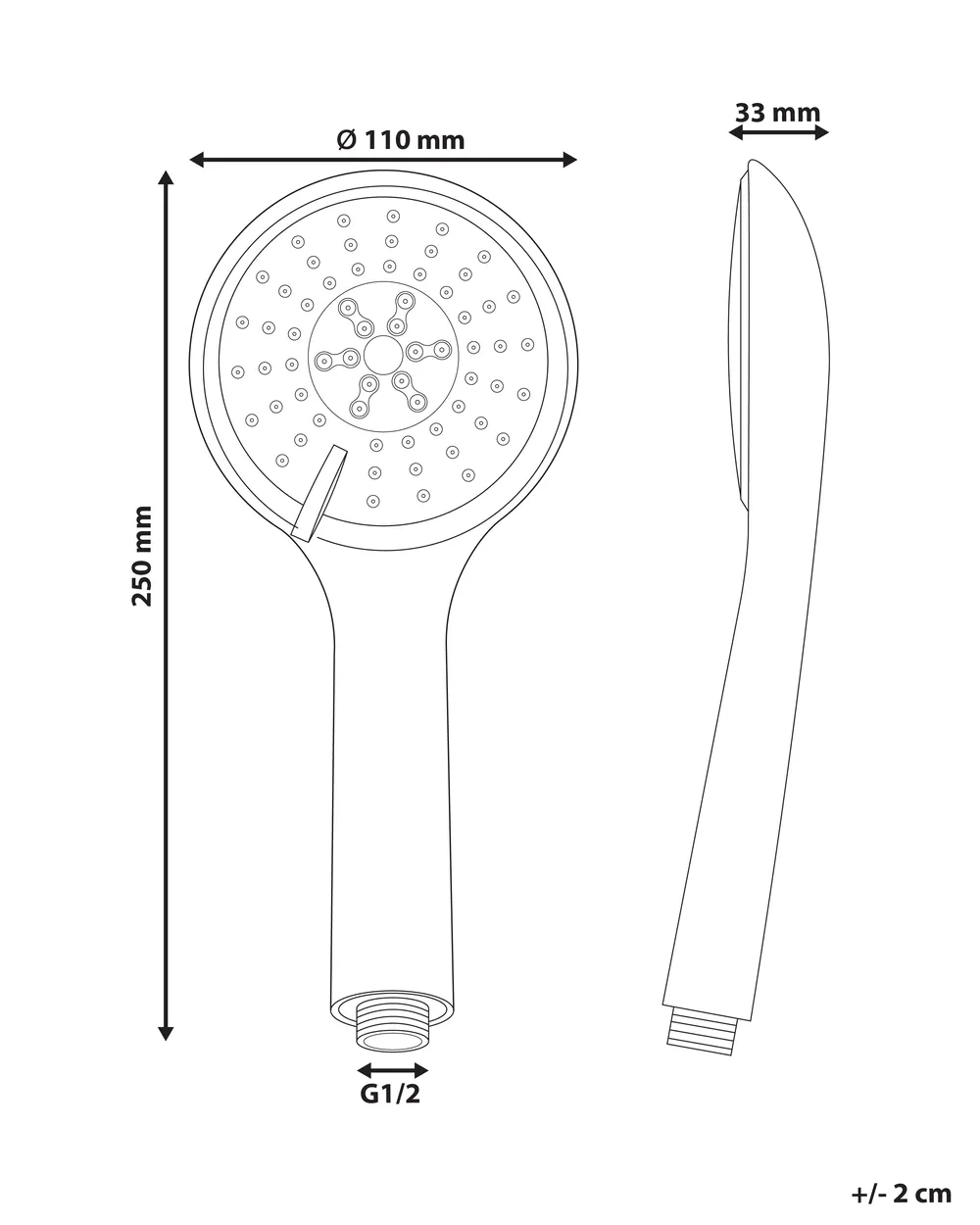 Shower Head and Hose Kit TUMPLE 3-function Silver_988364