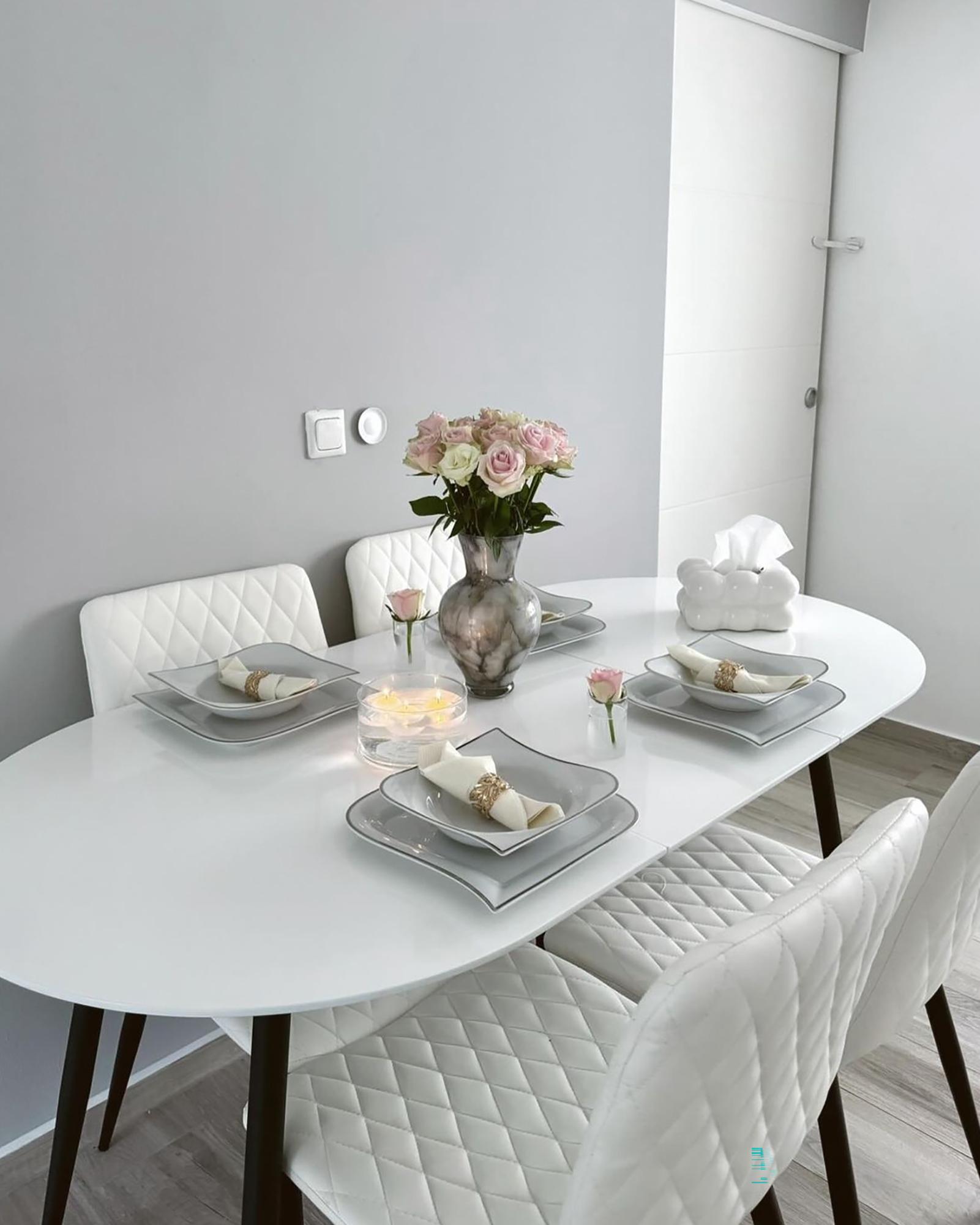 Table à manger extensible blanche 120/160 x 80 cm STAVERTON_920193