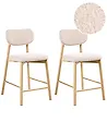 Set of 2 Bar Chairs MILLS Boucle Light Brown/ Beige