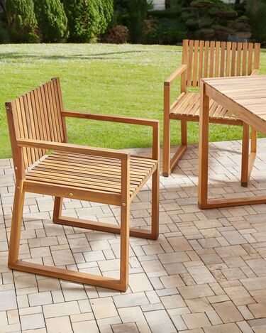 Set of 2 Certified Acacia Wood Garden Dining Chairs SASSARI II