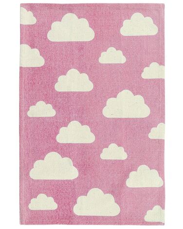 Cotton Kids Rug Cloud Print 60 x 90 cm Pink GWALIJAR