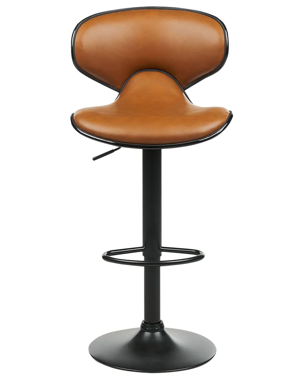 Set of 2 Bar Chairs CONWAY Swivel Faux Leather Golden Brown_894570