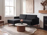Corner Sofa 2 Seater BREDA Fabric Black Right Hand_946098