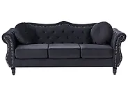 Sofa dla 3 osób SKIEN Welur Czarny_1170584