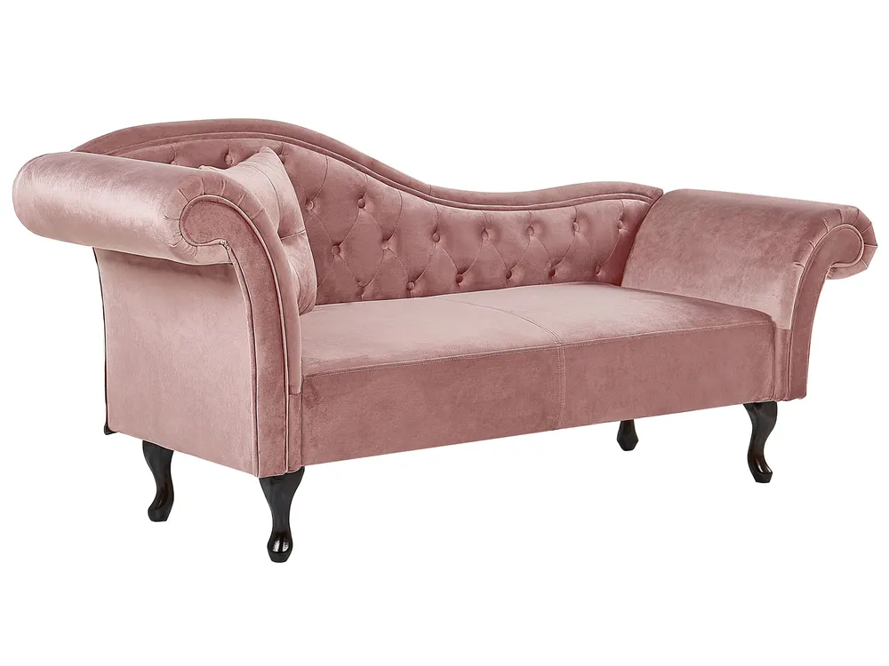 Left-Hand Chaise Longue LATTES Velvet Pink_793760