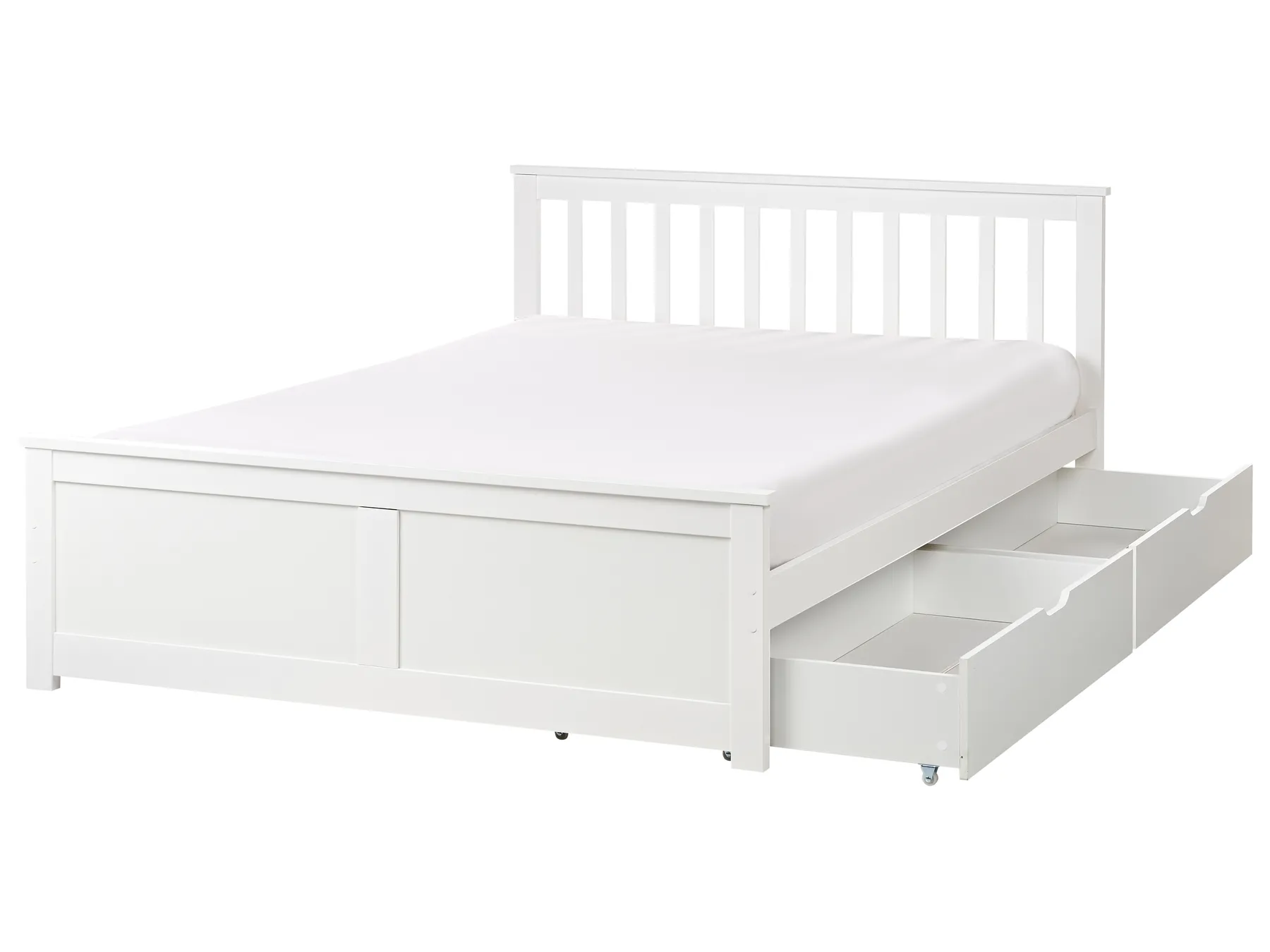 Bed with 2 Drawers OLENDON Pine Wood White 140 x 200 cm (EU Double)_954757
