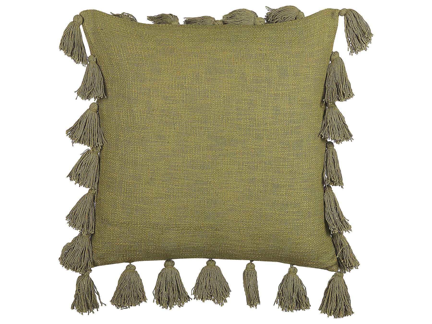 Coussin en coton à pompons vert 45 x 45 cm LYNCHIS_838691