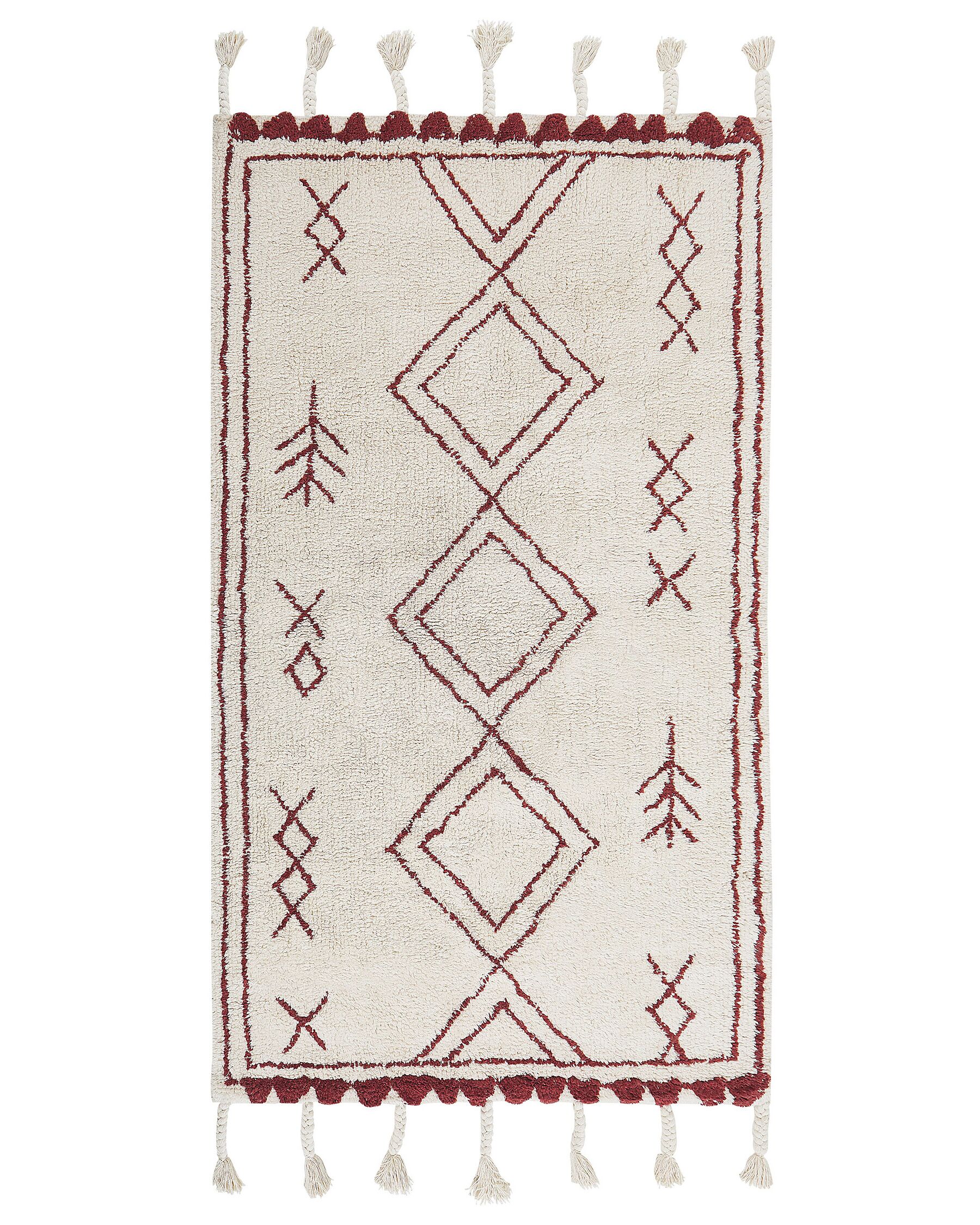 Bavlnený koberec 80 x 150 cm krémová biela/červená KENITRA_831321