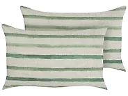 Set of 2 Decorative Cushions KAFRA 30 x 50 cm Green Striped_902159
