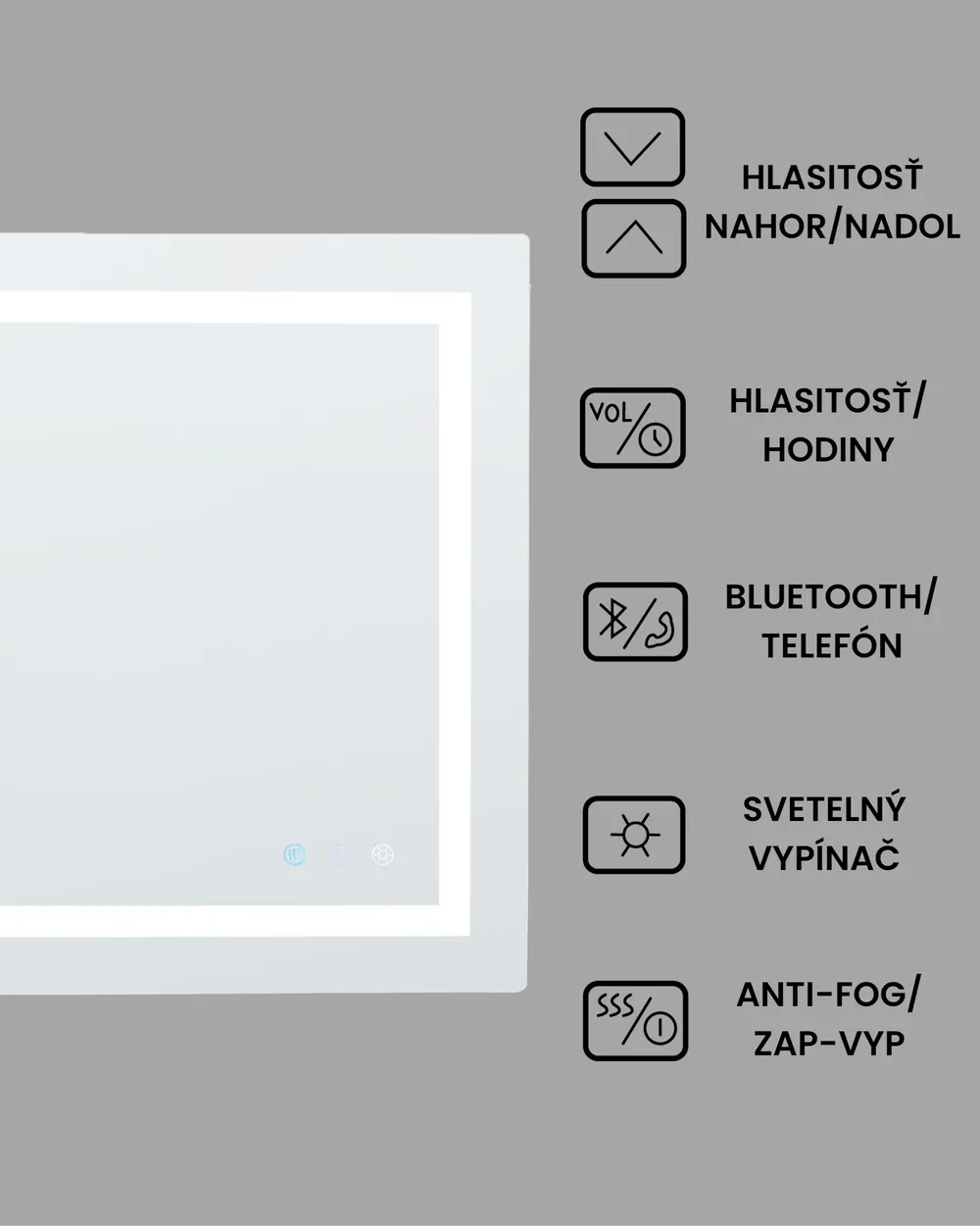 LED kúpeľňové zrkadlo PRENOIS 80 cm 60 cm Strieborná_940478