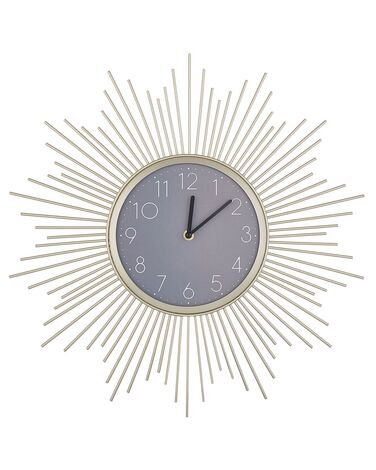 Zegar ścienny słońce ø 45 cm złoto-szary SOLURA
