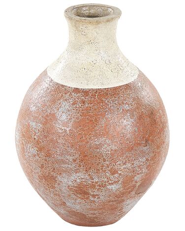 Terracotta Decorative Vase 37 cm White and Brown BURSA