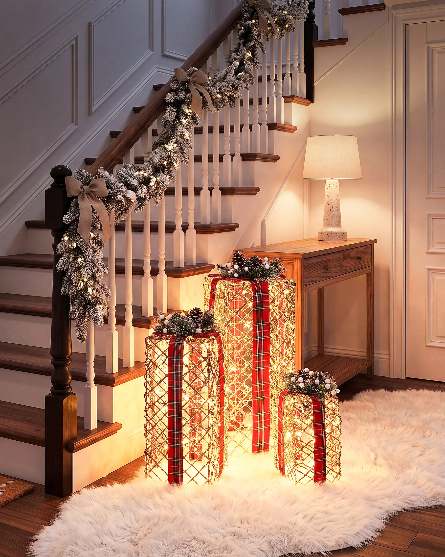 Set of 3 Christmas Decorations LED KAUSALA 65/55/45 cm Christmas Gifts Brown_1179596