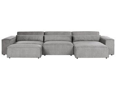 Canapé d'angle à gauche modulable 3 places en tissu ottoman gris HELLNAR
