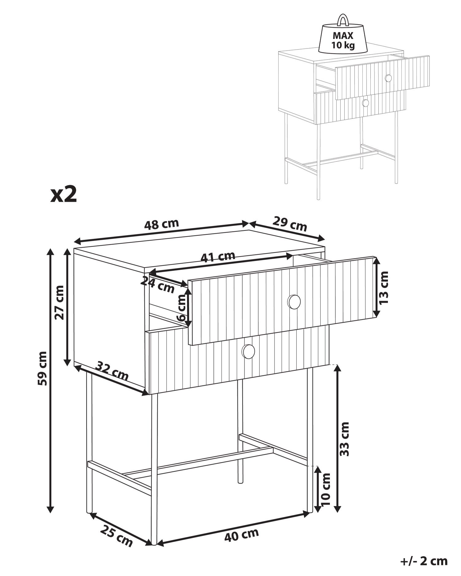 Set di 2 comodini COVENTRY Nero_1103885