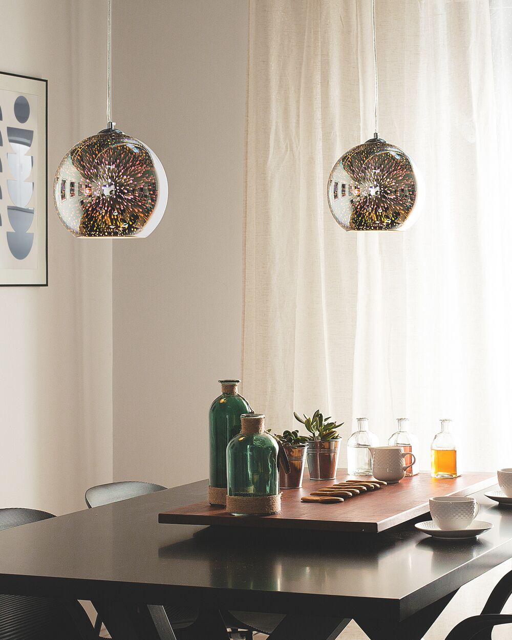 Pendant Lamp RAMIS Metal Silver Beliani.co.uk