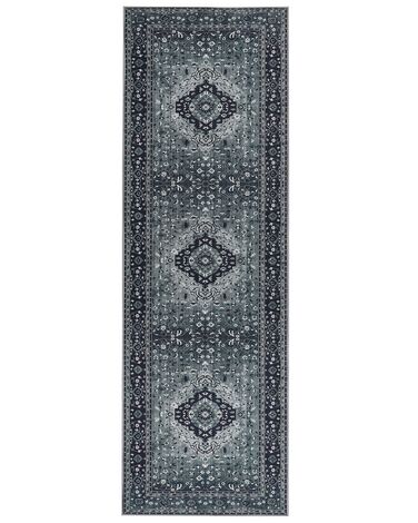 Teppich grau orientalisches Muster 80 x 240 cm Kurzflor VADKADAM