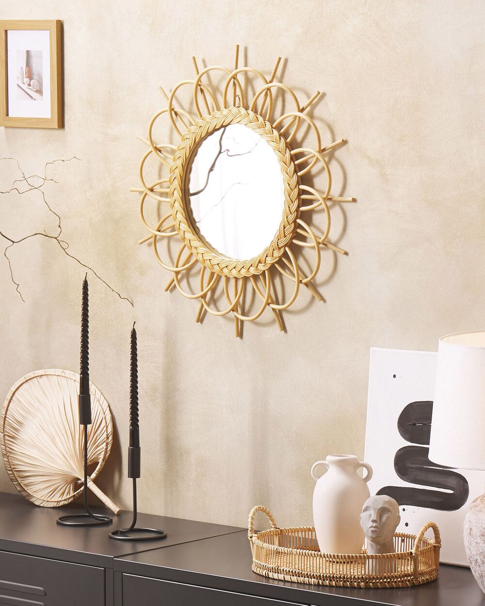 Espelho TELAKIA 60 cm 60 cm Rattan Natural