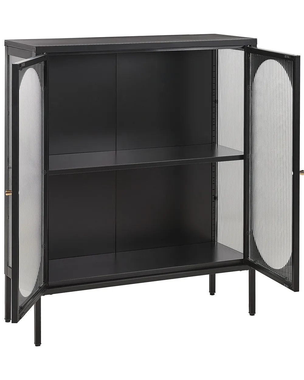 Szafka ze szklanymi drzwiami SARRE 90 cm Metal Czarny_827740