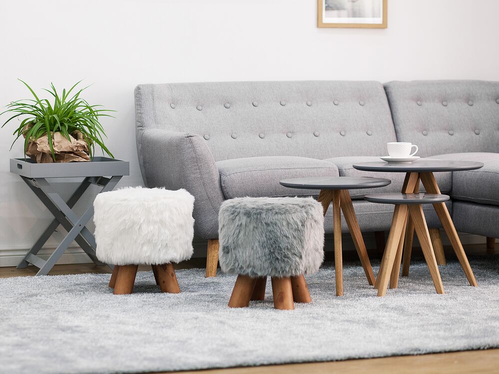 White fur stool online