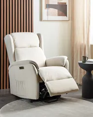 Electric Recliner Chair ELEGY with Footrest Velvet Light Beige_924115