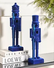Zestaw 2 figurek dekoracyjnych FLATEY 40 cm Dziadek do orzechów Niebieski_1184866