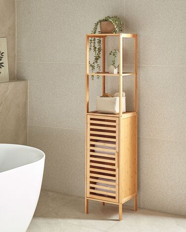 Bamboo Bathroom Shelving Unit Light Wood OWASSO 