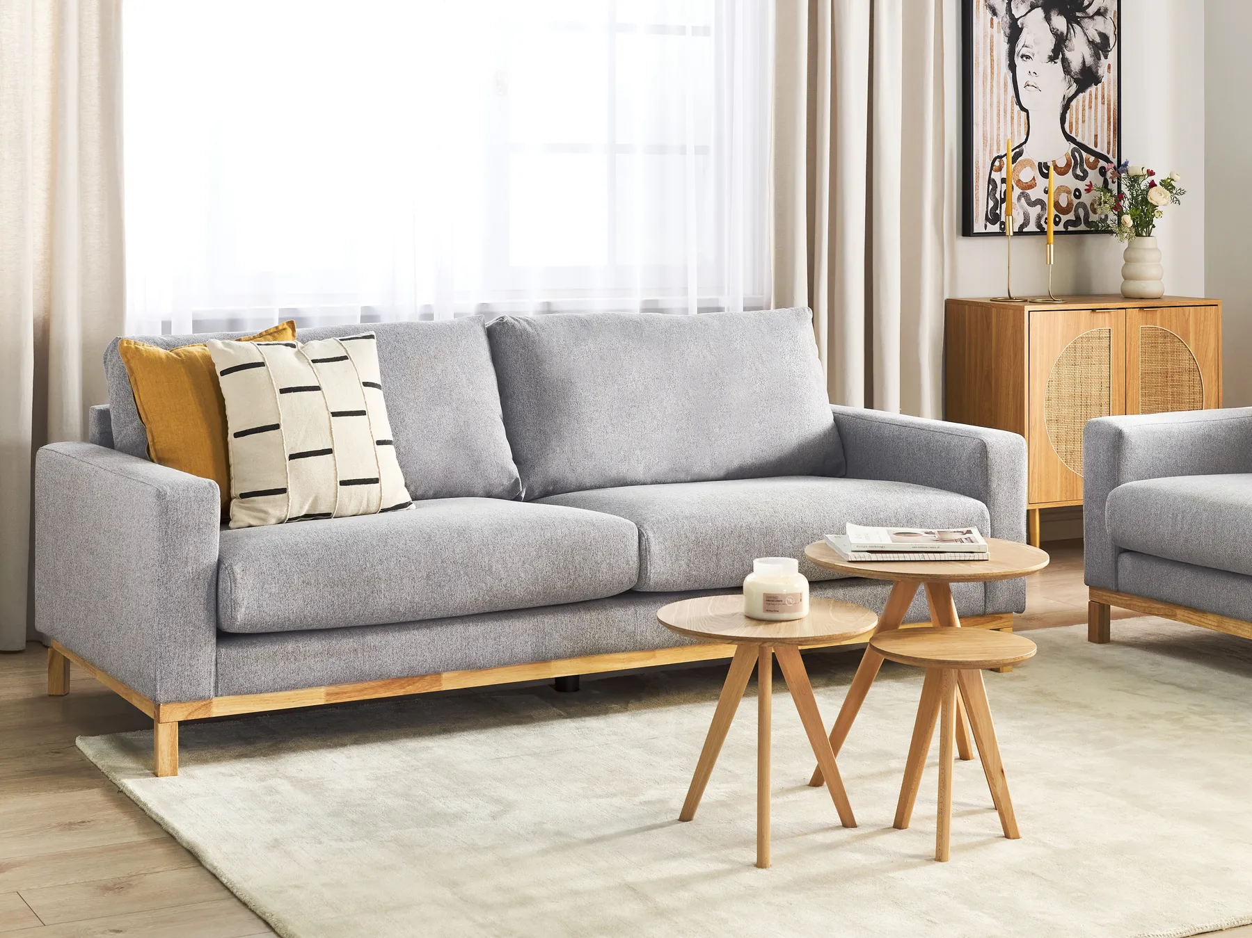 Sofa 3 Seater SIGGARD Fabric Grey_920595