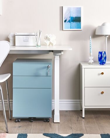 3 Drawer Metal Storage Cabinet Light Blue CAMI