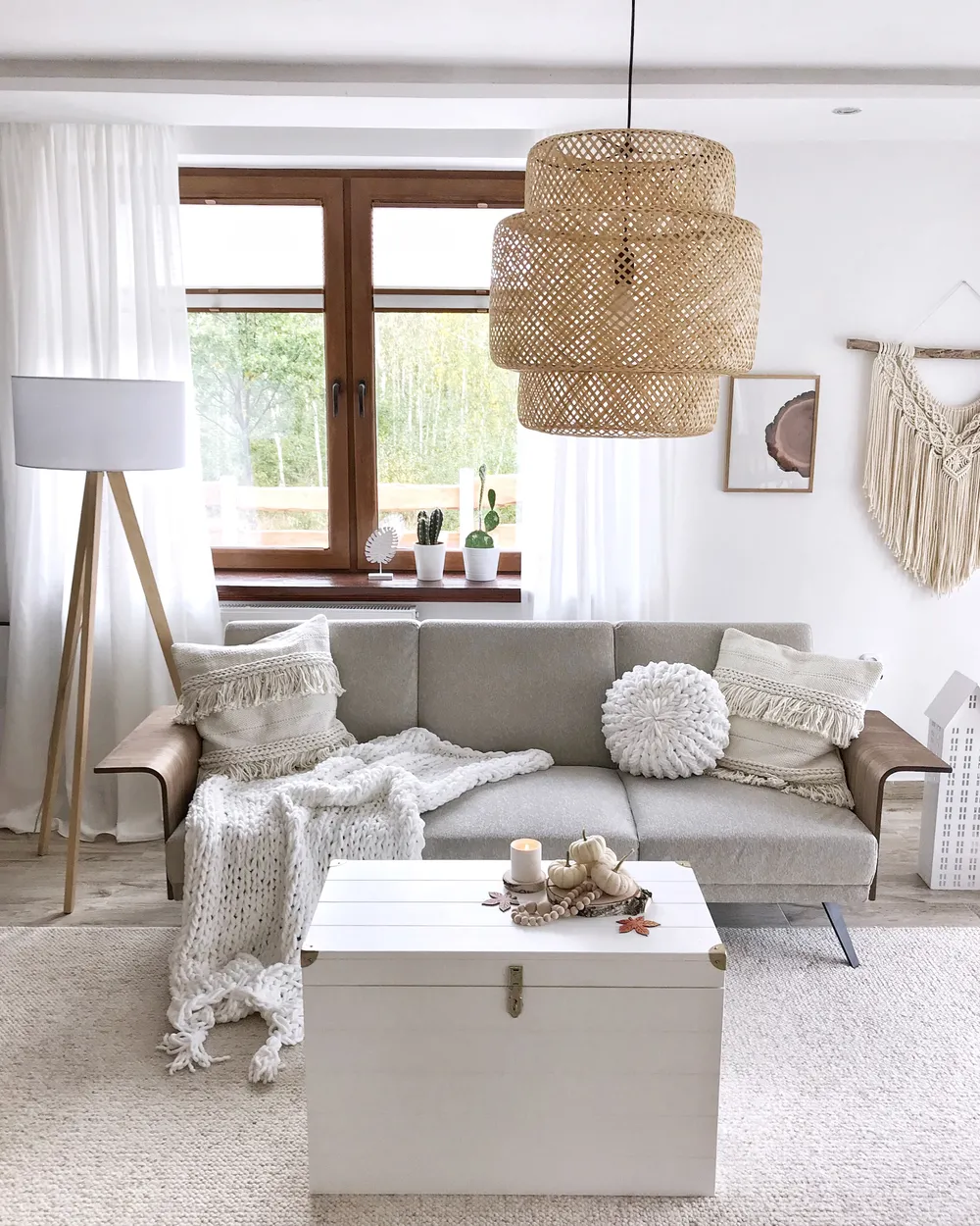 Lampada da pavimento NITRA Legno di quercia Bianco_896625