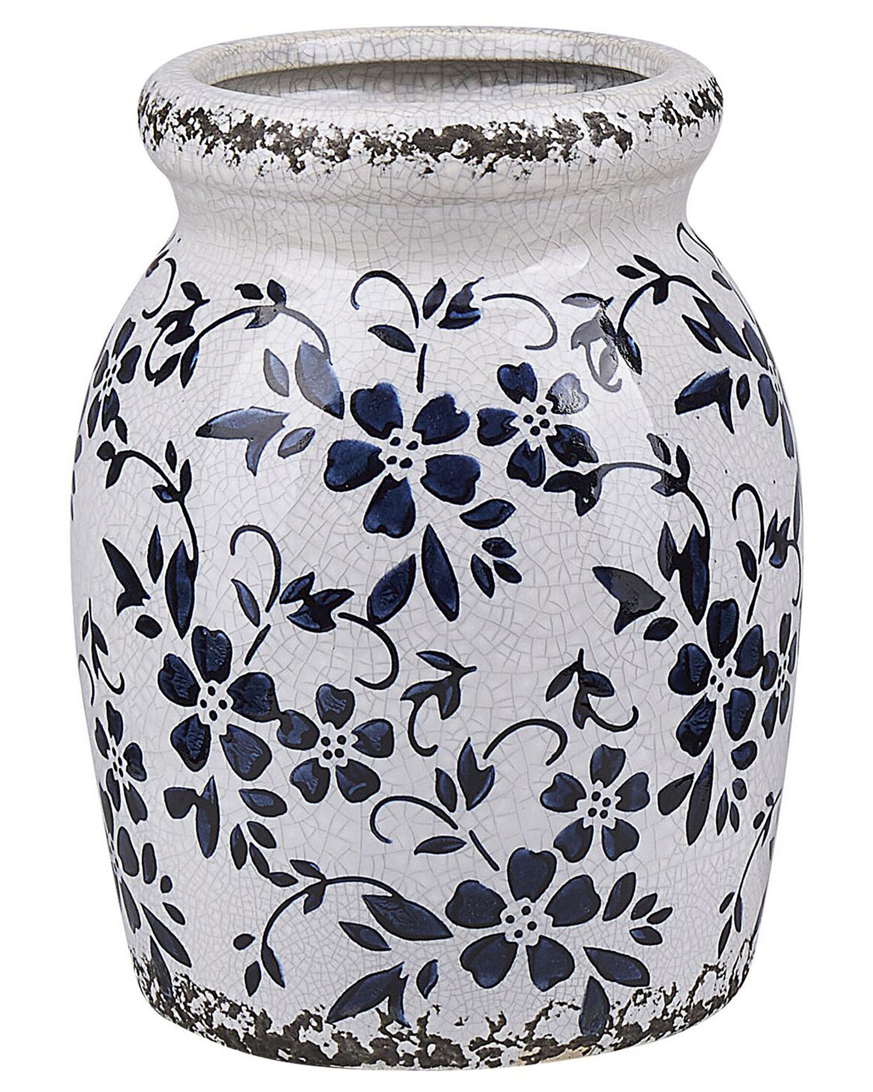 Kameninová váza na kvety 18 cm biela/modrá AMIDA_810659