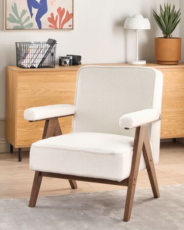 Boucle Armchair White EVJE