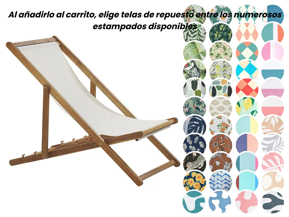 Hamaca plegable ANZIO con telas de recambio Madera de acacia Marrón claro_860120