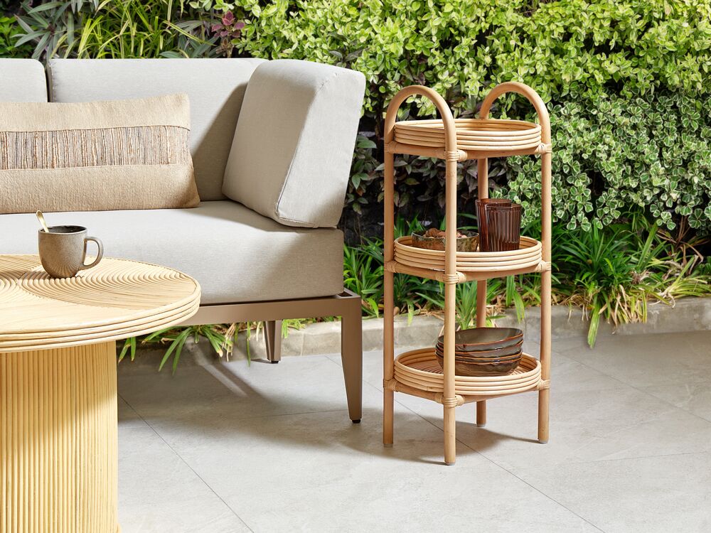 Natural wicker side table discount