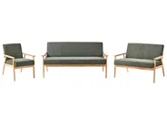 Living Room Set 6 Seater ESRUM Fabric Light Brown/ Green_1015879