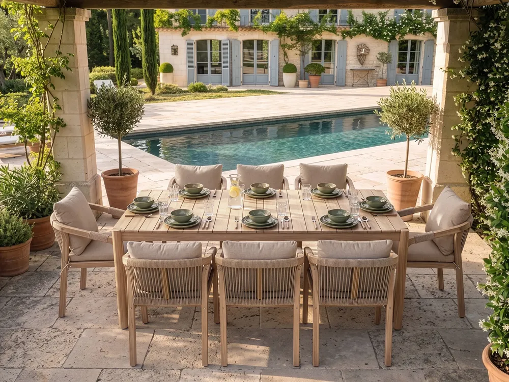 Tavolo da pranzo da giardino MANADO 180 cm 100 cm Legno d'acacia Marrone chiaro_1086569