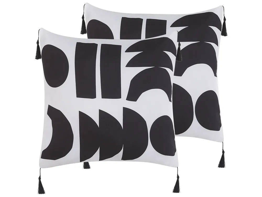 Zestaw 2 poduszek dekoracyjnych LIRIOPE 45 x 45 cm Czarny/ biały Wzór geometryczny