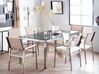 Set di tavolo e 6 sedie da giardino in acciaio basalto e fibra tessile beige piano singolo nero lucido 180 cm GROSSETO_767053