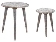 Set of 2 Side Tables BARJU Mango Wood White_851903