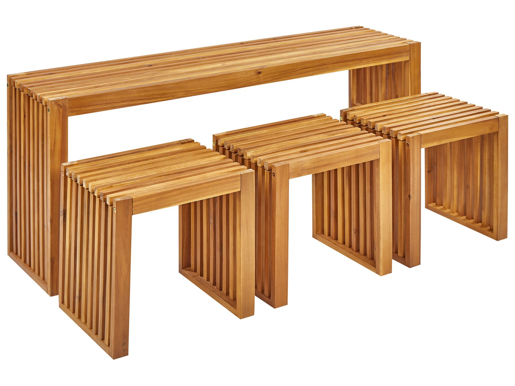 Set da giardino con 1 tavolo e 3 sgabelli legno di acacia BELLANO_921965