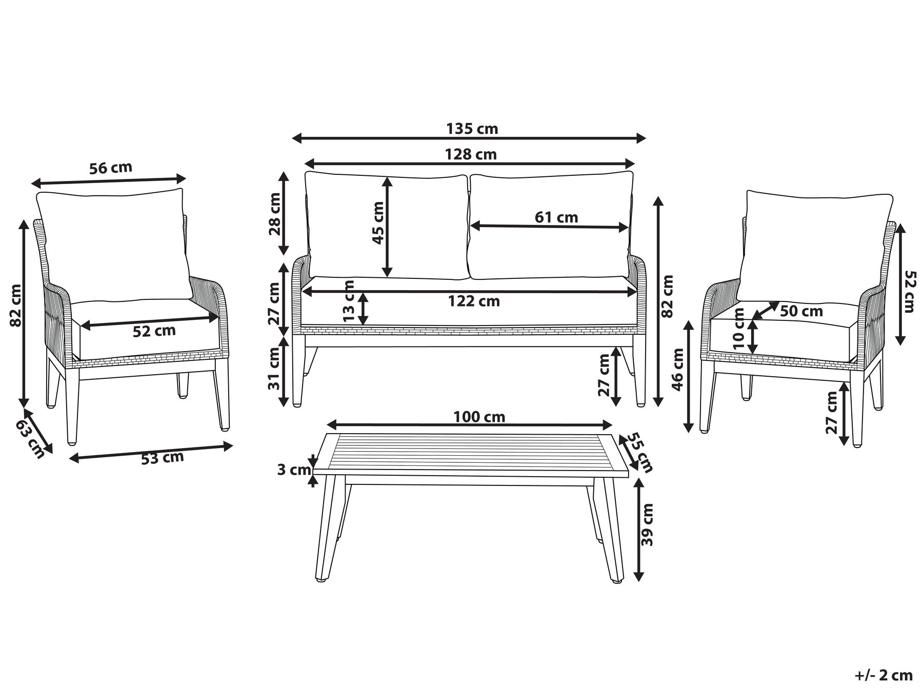 Set da giardino con tavolo 4 posti MERANO Legno d'acacia Grigio_772250