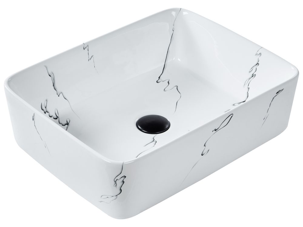 Countertop Basin HOPI 490 x 380 mm Ceramic White Marble