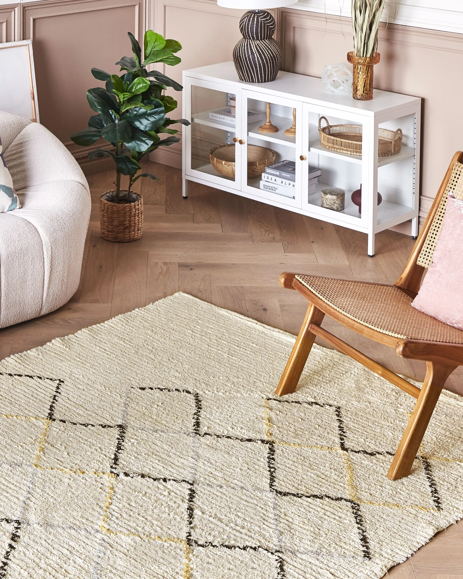 Tappeto TEZPUR Beige 160 x 230 cm Cotone_839276