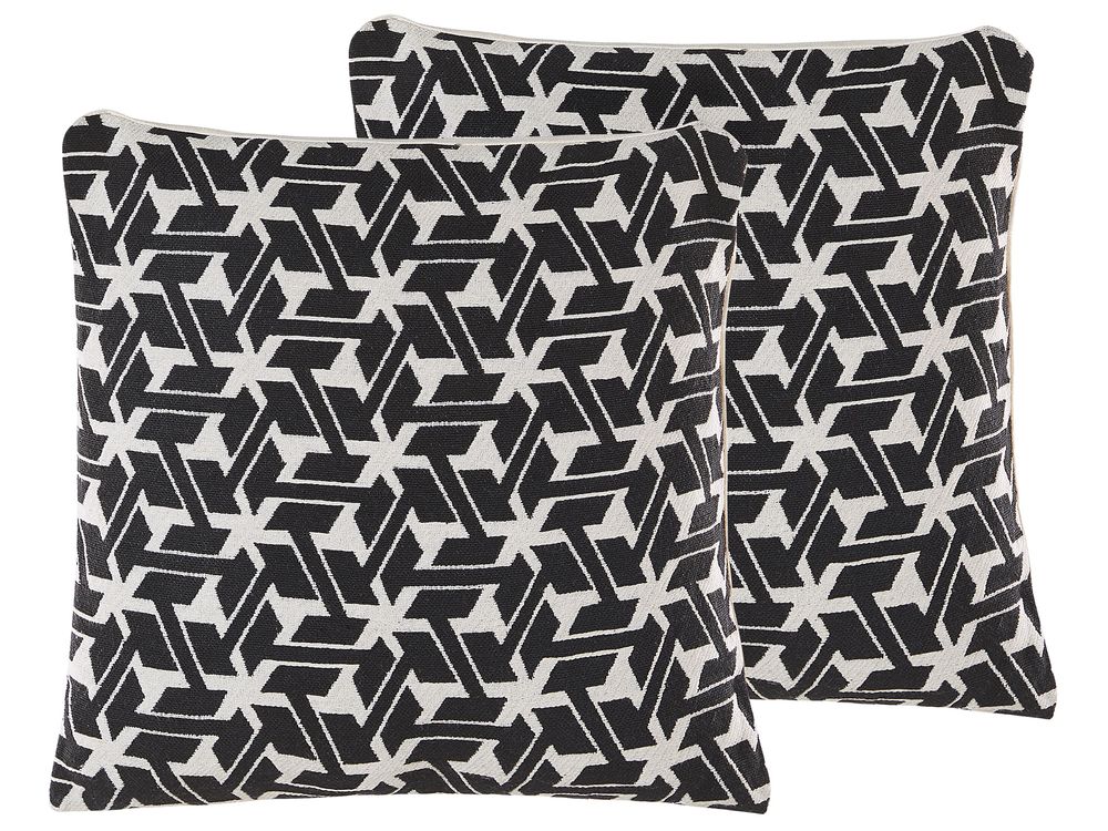 Lot de 2 coussins décoratifs ANDIRIN 45 x 45 cm Coton Noir Motif géométrique