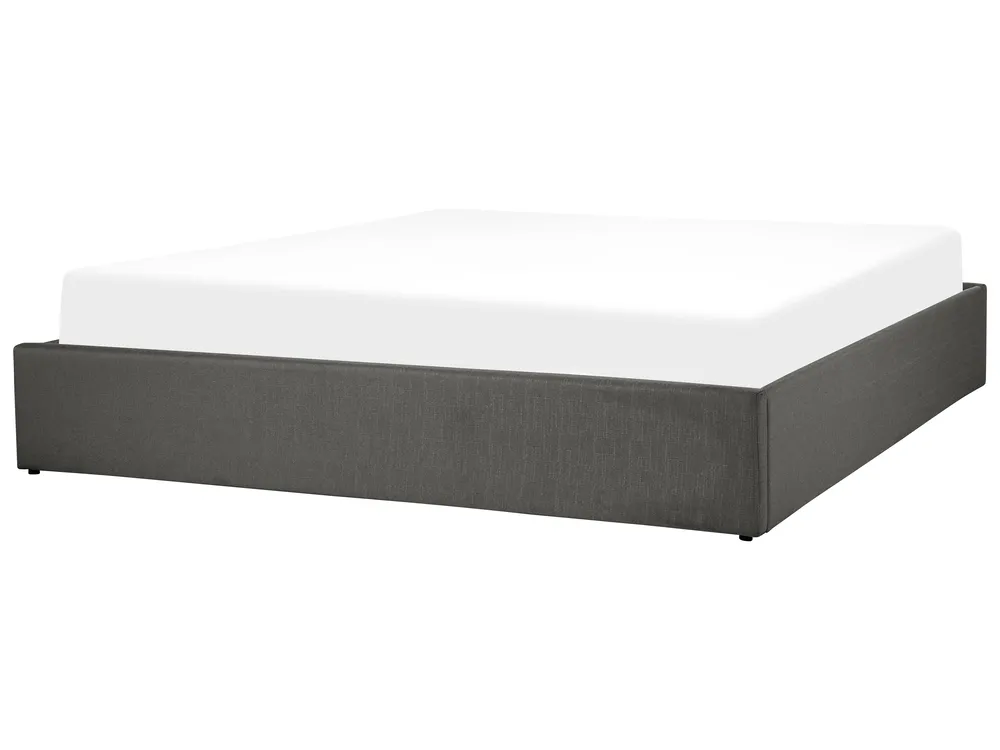 Ottoman Bed without Headboard DINAN Fabric Dark Grey 180 x 200 cm (EU Super King)_759548