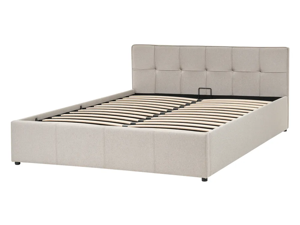 Bett mit Stauraum LAURESSES Stoff Taupe 140 x 200 cm_1153553