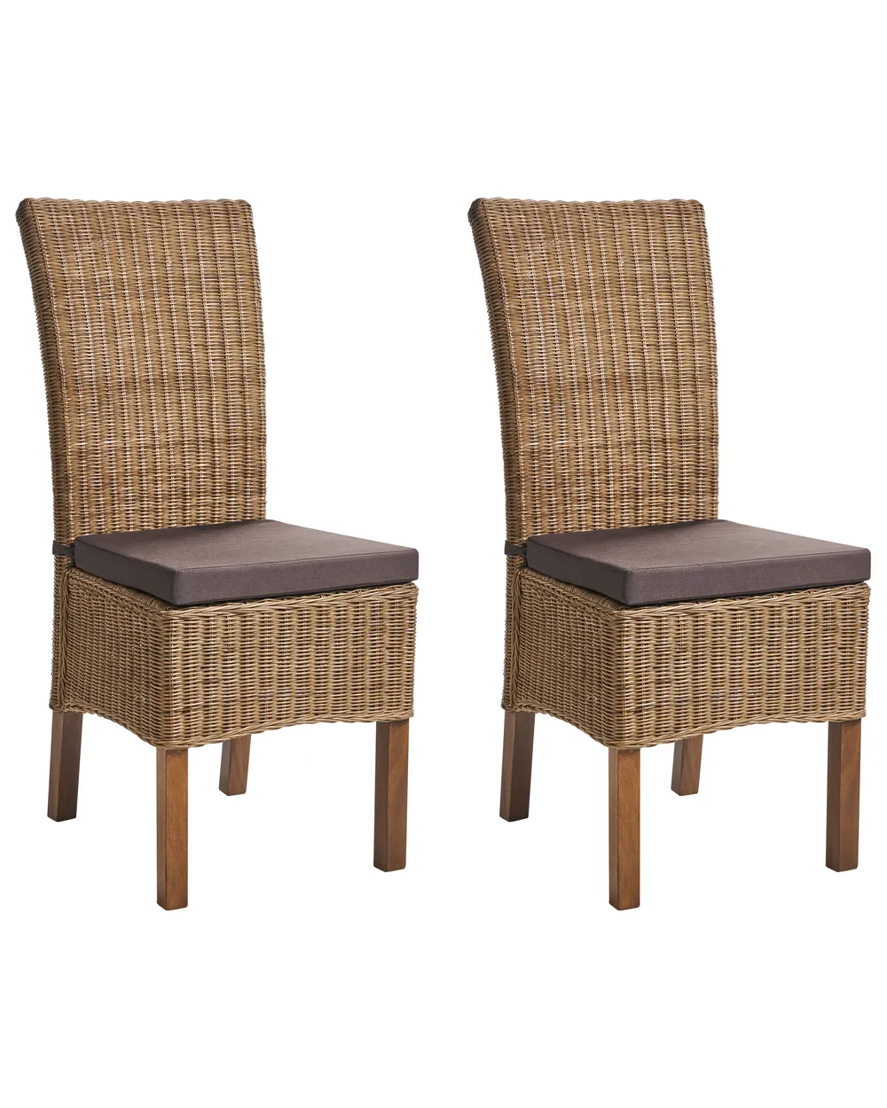 Conjunto De 2 Cadeiras De Jantar ANDES Rattan Castanho Beliani pt Conjunto De 2 Cadeiras De Jantar ANDES Rattan Castanho Beliani pt