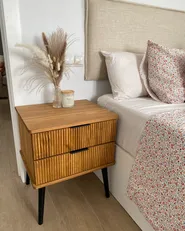 2 Drawer Bedside Table TIMMINS Pine Wood Brown_1019855