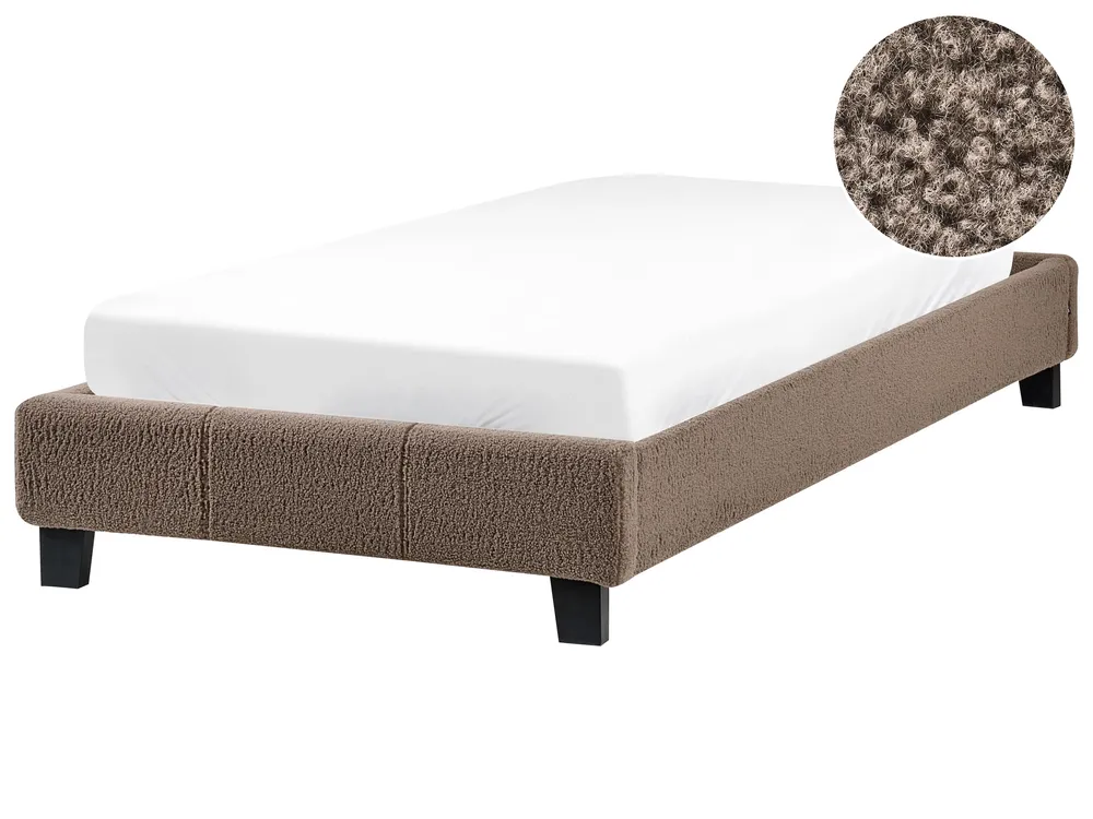 Bed without Headboard Boucle ROANNE 90 x 200 cm (EU Single) Taupe